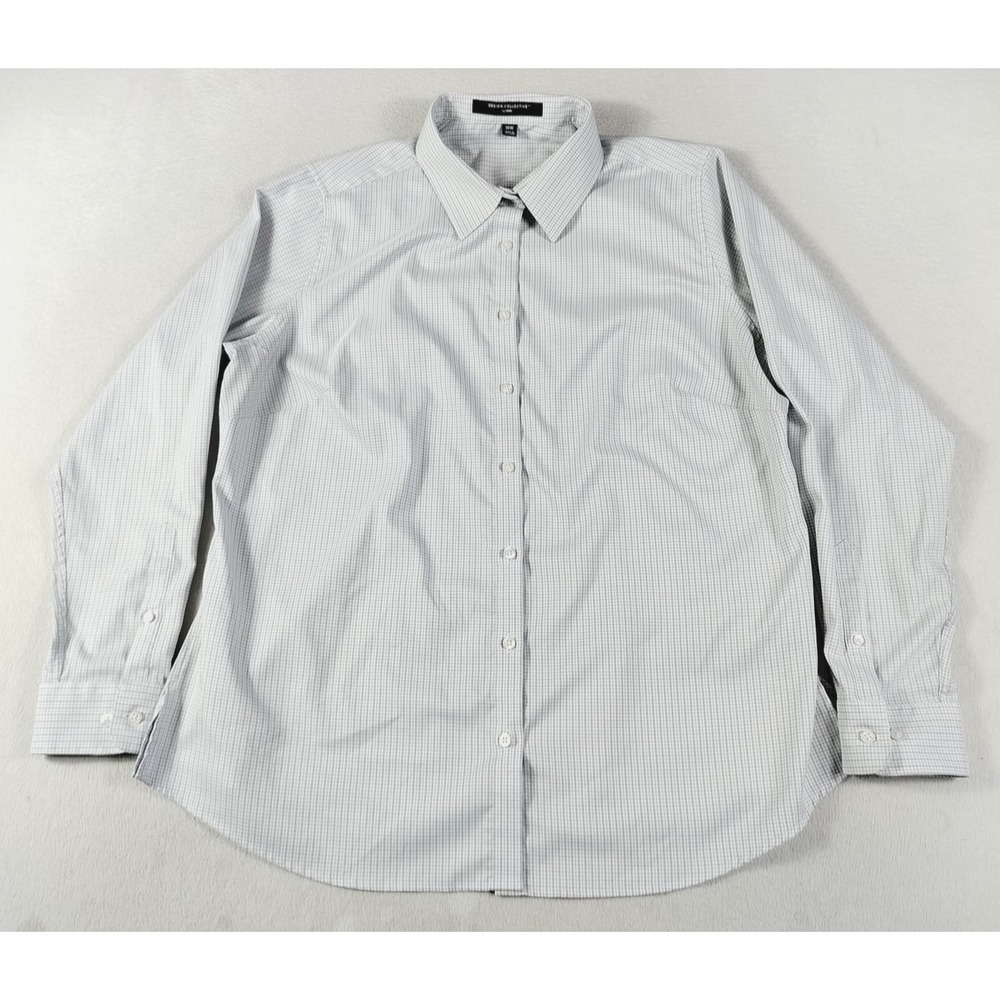 Design Collective By Cintas Shirt Womens 1XW White Check Button Front Workwear